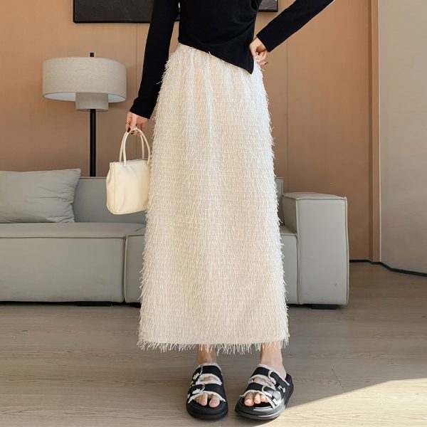 Slim A-line tassels long straight skirt for women - Image 6