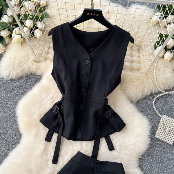 Light waistcoat pinched waist tops a set for women - Image 2