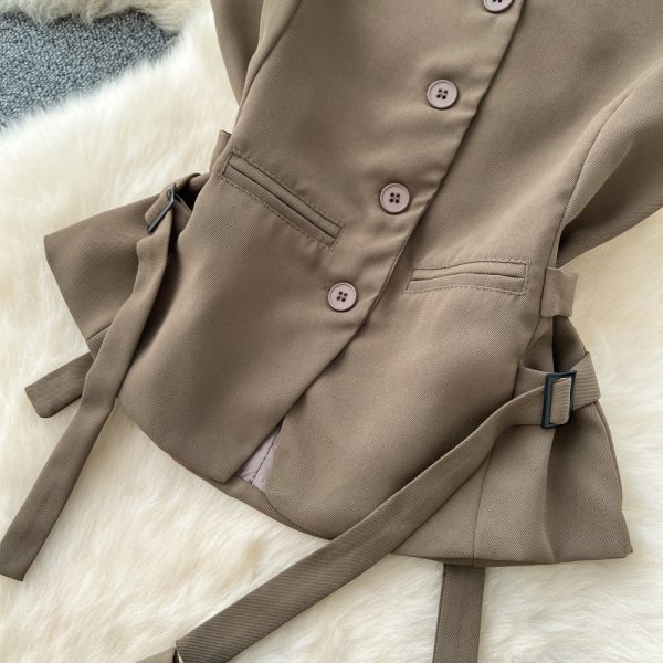 Light waistcoat pinched waist tops a set for women - Image 12