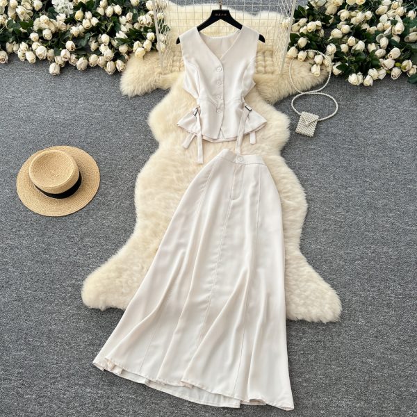 Light waistcoat pinched waist tops a set for women - Image 4