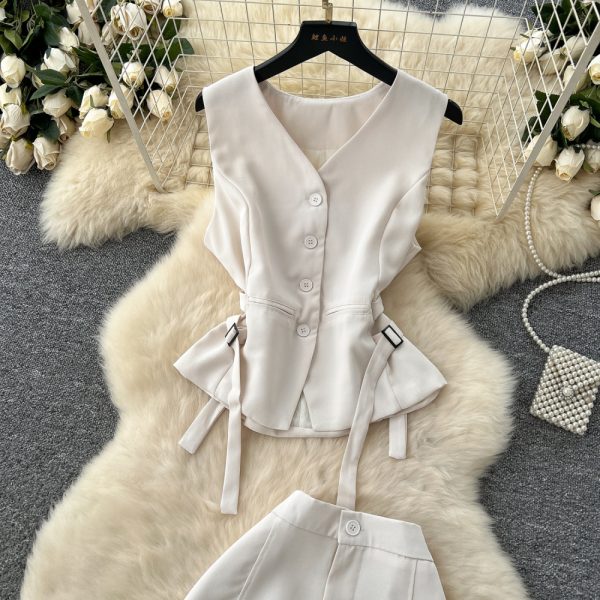 Light waistcoat pinched waist tops a set for women - Image 5