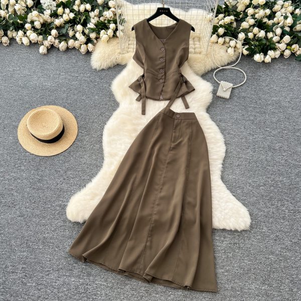 Light waistcoat pinched waist tops a set for women - Image 7