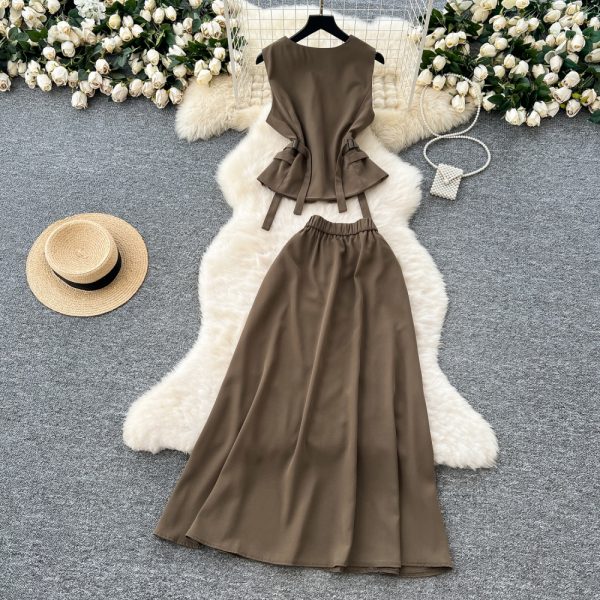 Light waistcoat pinched waist tops a set for women - Image 8