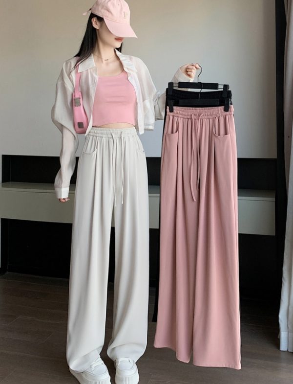Ice silk slim Casual suit pants loose drape wide leg pants - Image 2