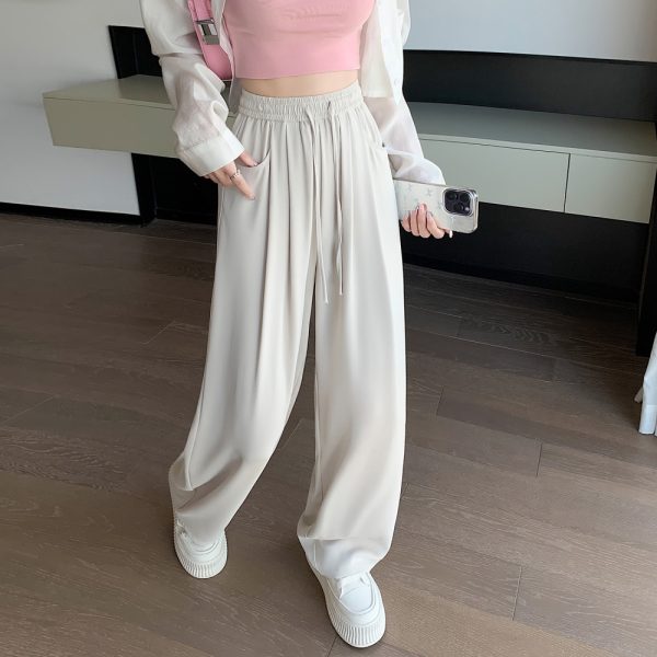 Ice silk slim Casual suit pants loose drape wide leg pants - Image 7
