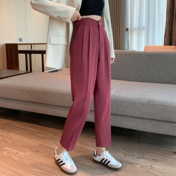 High waist slim nine pants straight pants suit pants - Image 11