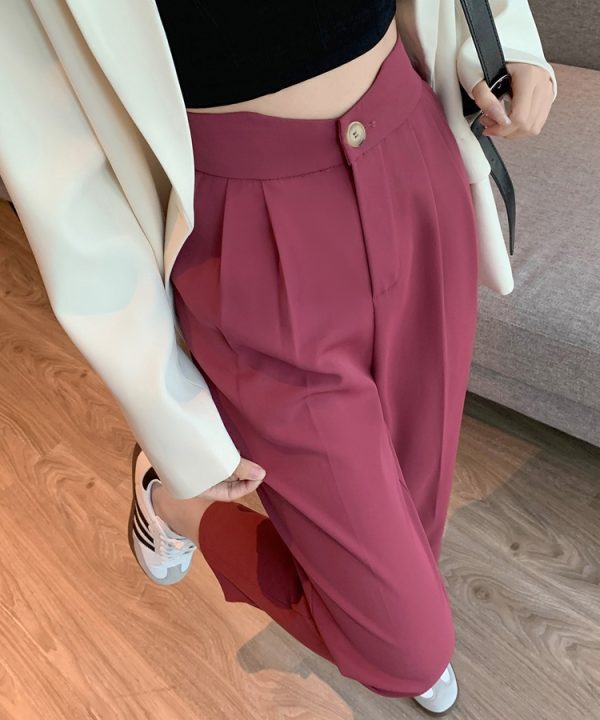 High waist slim nine pants straight pants suit pants - Image 12