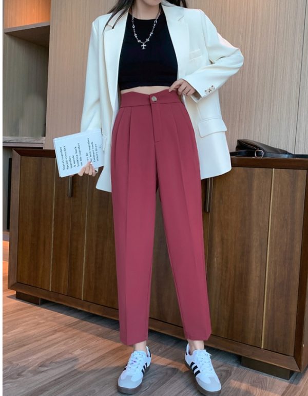 High waist slim nine pants straight pants suit pants - Image 13
