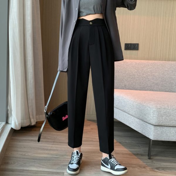 High waist slim nine pants straight pants suit pants - Image 3