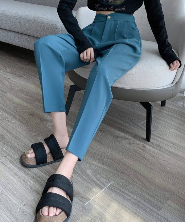High waist slim nine pants straight pants suit pants - Image 6