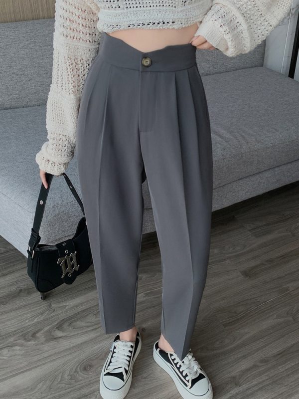 High waist slim nine pants straight pants suit pants - Image 10