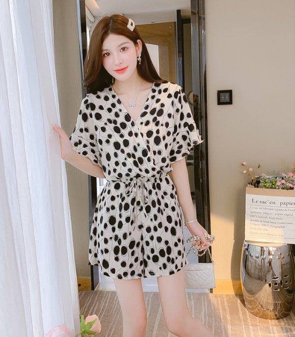 V-neck chiffon jumpsuit summer pinched waist shorts - Image 6