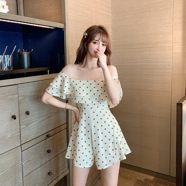 Summer chiffon dress France style flat shoulder jumpsuit - Image 2