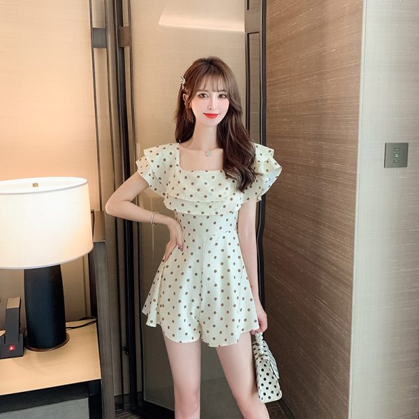 Summer chiffon dress France style flat shoulder jumpsuit - Image 3