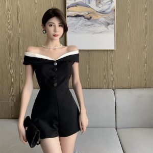 France style shorts short sleeve jumpsuit
