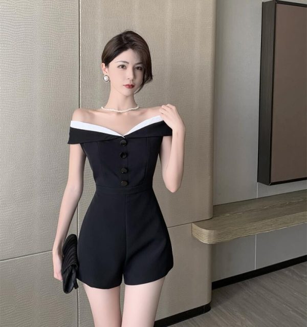 France style shorts short sleeve jumpsuit - Image 2