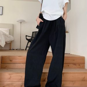 Straight pants Japanese style wide leg pants for women