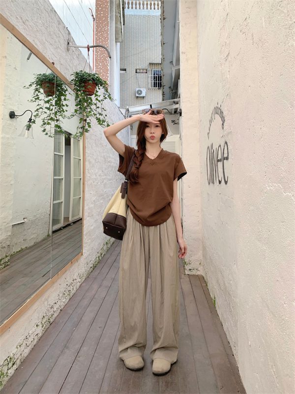 Straight pants Japanese style wide leg pants for women - Image 4