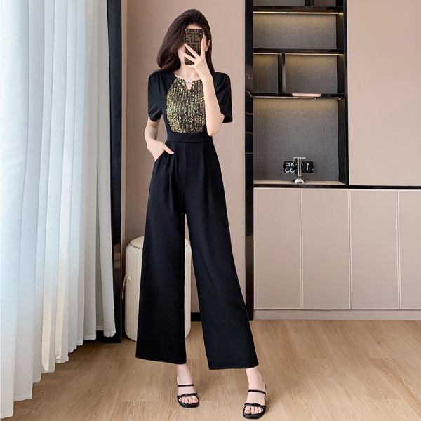 Temperament fashion wide leg pants high waist summer jumpsuit - Image 3