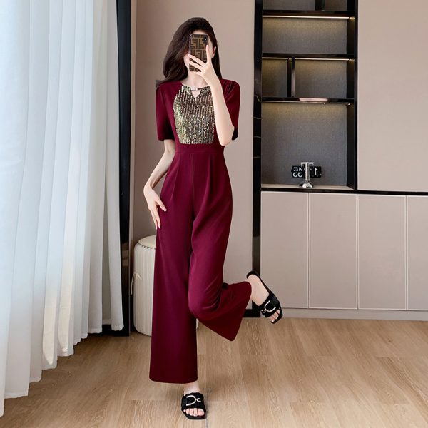 Temperament fashion wide leg pants high waist summer jumpsuit - Image 6
