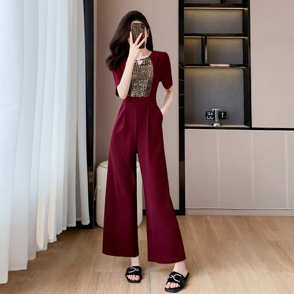 Temperament fashion wide leg pants high waist summer jumpsuit - Image 7