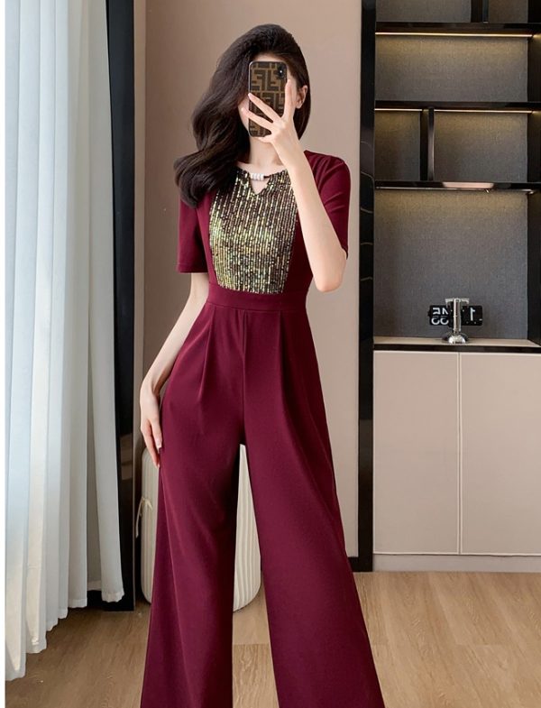 Temperament fashion wide leg pants high waist summer jumpsuit - Image 8