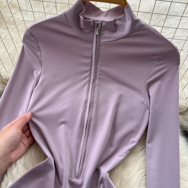 Long sleeve Casual leotard zip casual pants for women - Image 6