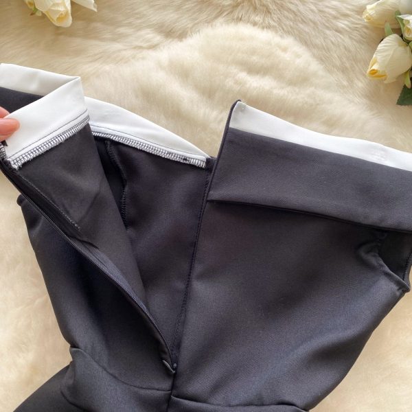 Flat shoulder lapel jumpsuit slim breasted shorts - Image 5