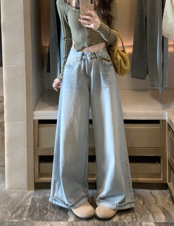 Straight pants jeans blue long pants for women - Image 6