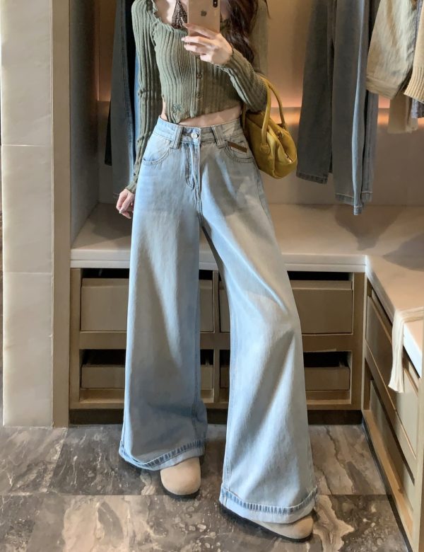 Straight pants jeans blue long pants for women - Image 8