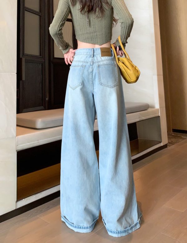 Straight pants jeans blue long pants for women - Image 10