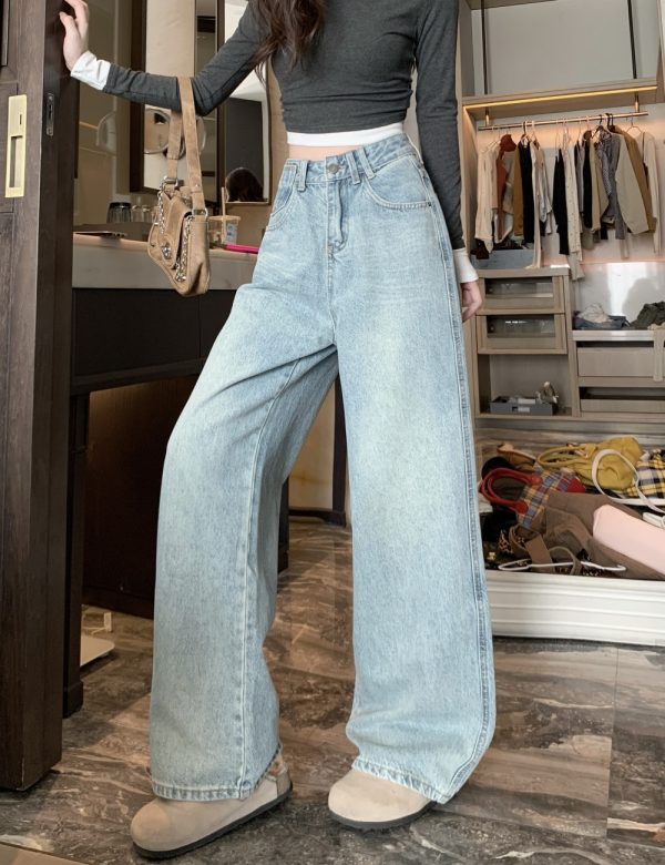 Loose spicegirl high waist straight pants jeans - Image 3