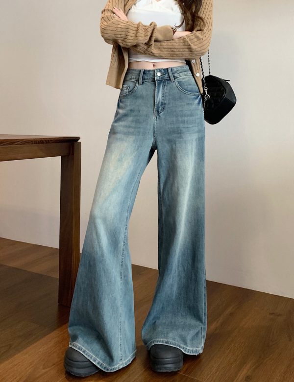 Big straight denim trousers loose mopping pants for women - Image 2