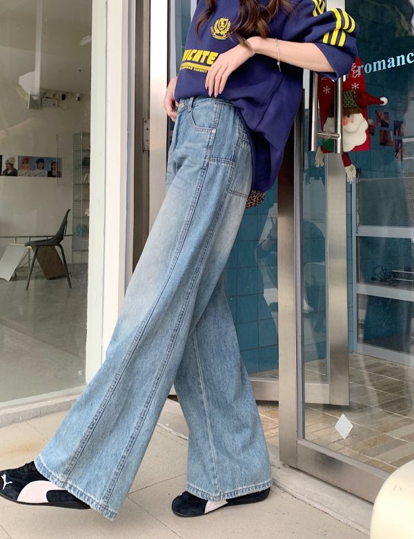Straight wide leg long pants retro jeans for women - Image 4