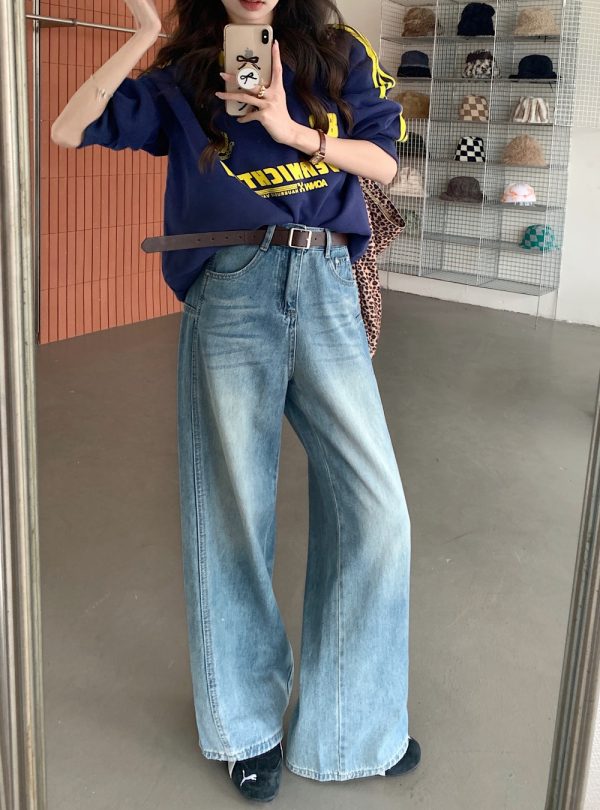 Straight wide leg long pants retro jeans for women - Image 5