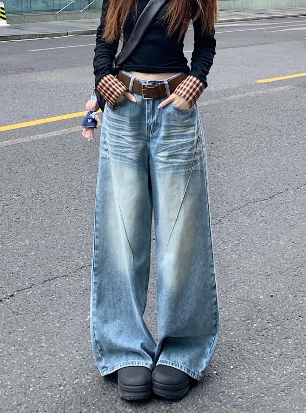 Micro speaker jeans loose wide leg pants for women - Image 2