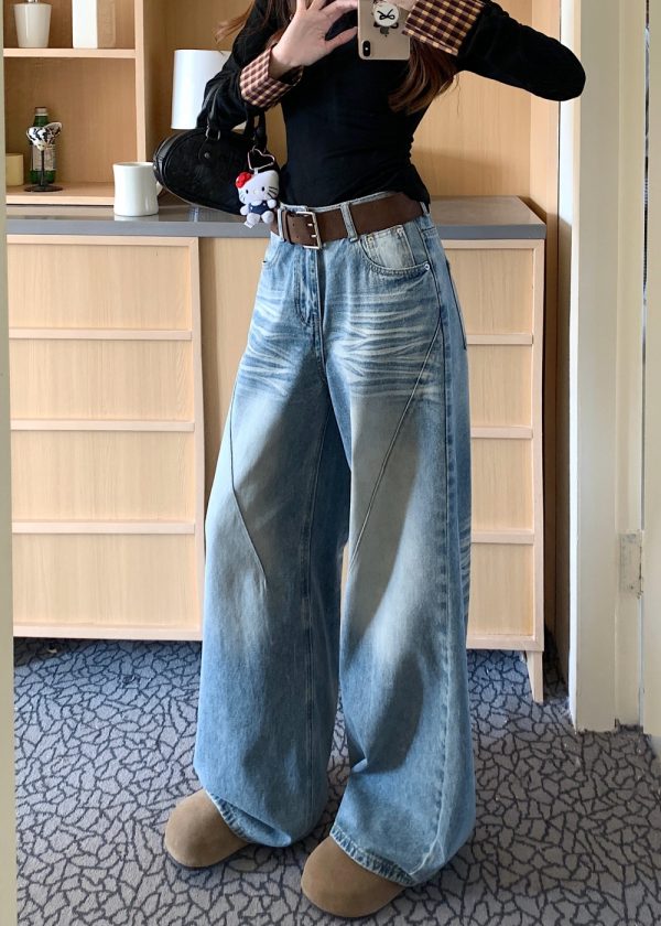 Micro speaker jeans loose wide leg pants for women - Image 5