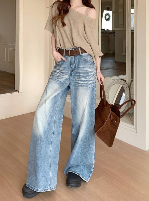 Micro speaker jeans loose wide leg pants for women - Image 7