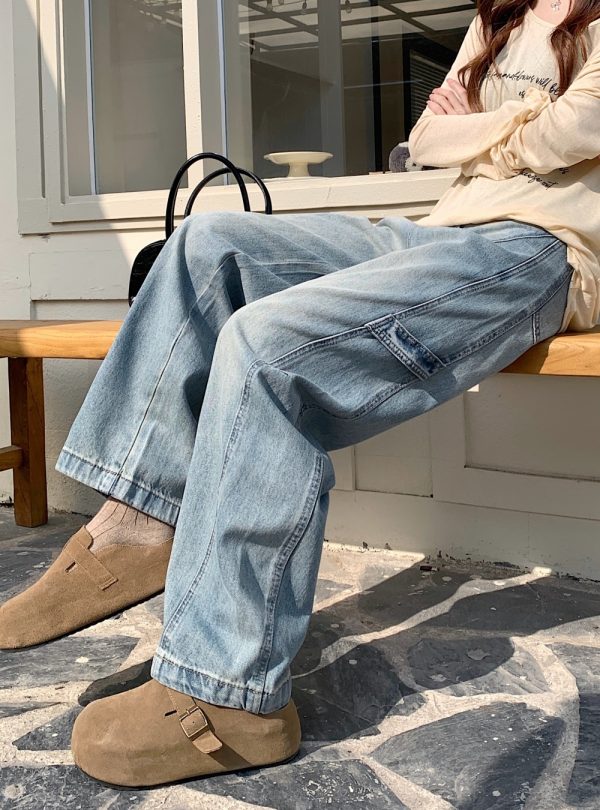 Drape high waist pants spring and autumn jeans for women - Image 5