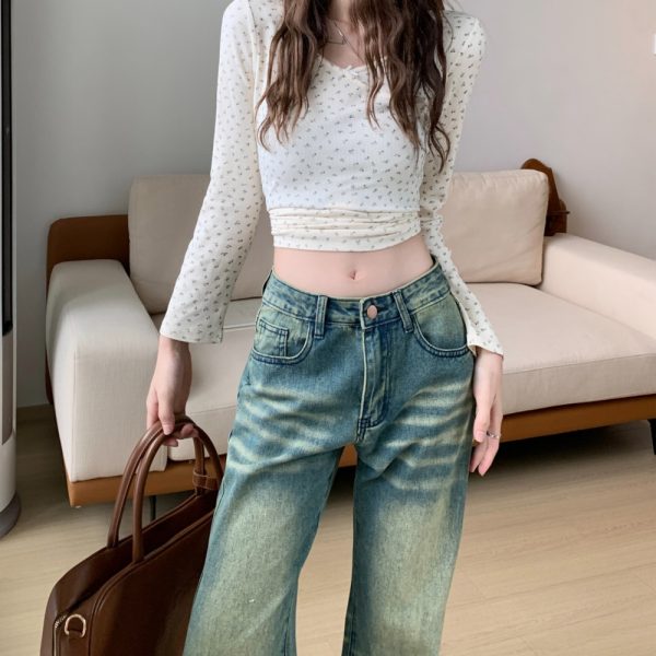 Micro speaker high waist jeans all-match pants for women - Image 2