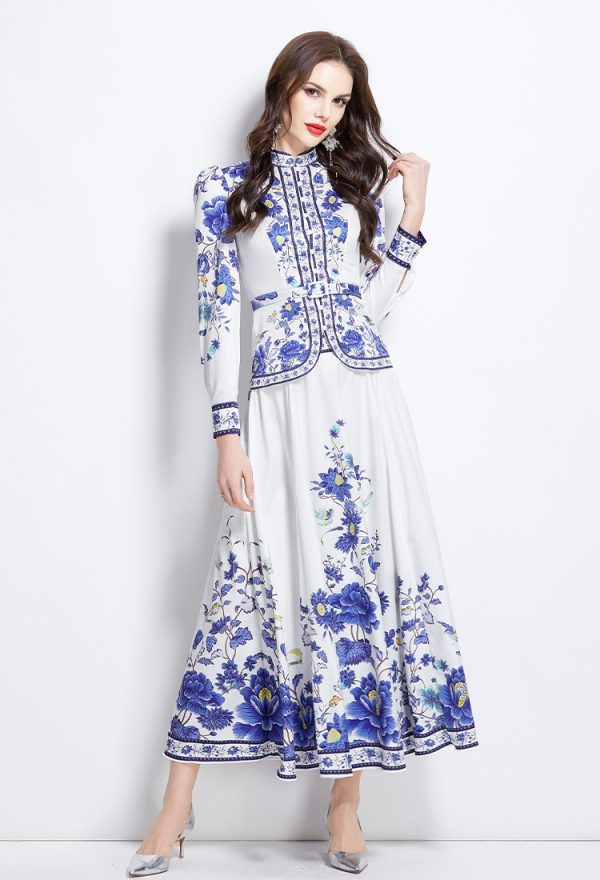 National style long tops spring skirt a set - Image 2