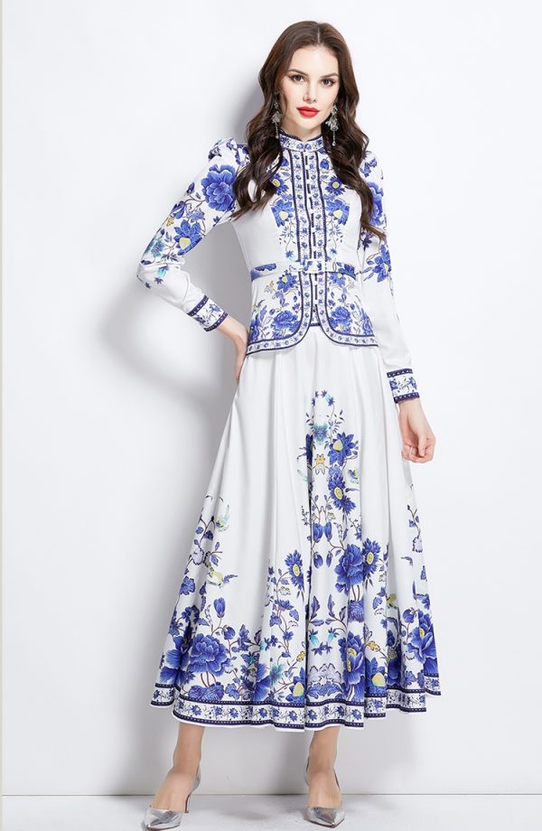 National style long tops spring skirt a set - Image 3