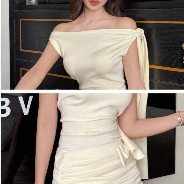 Bow slim tops spicegirl summer long skirt a set - Image 9