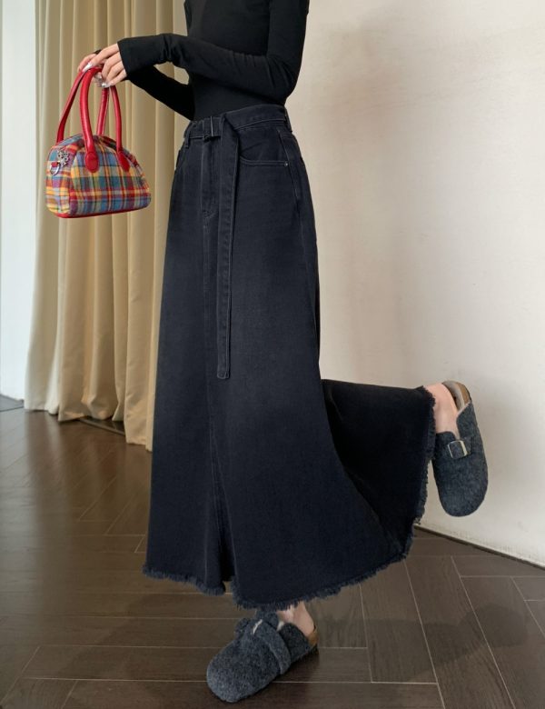 Slim high waist long dress loose denim skirt for women - Image 2