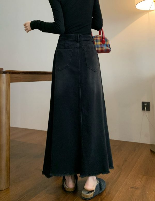 Slim high waist long dress loose denim skirt for women - Image 5