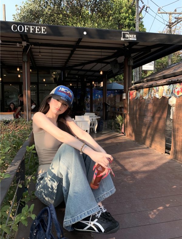 Straight loose pants light color jeans for women - Image 6