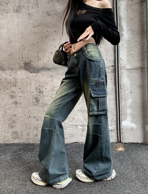 Pocket loose jeans micro speaker work clothing for women - Image 3