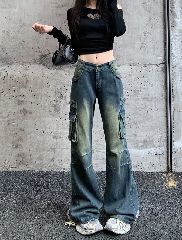 Pocket loose jeans micro speaker work clothing for women - Image 4