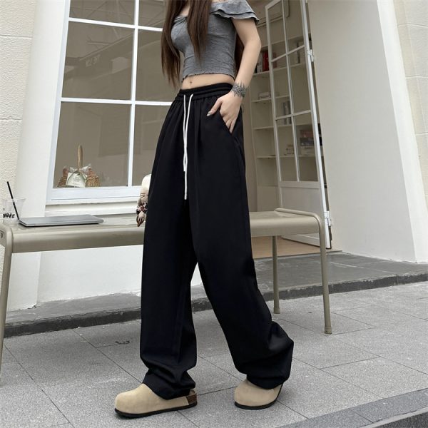 Summer gray wide leg pants wicking ice silk pants for women - Image 2