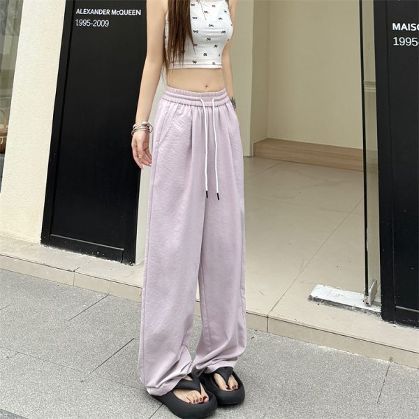 Summer gray wide leg pants wicking ice silk pants for women - Image 11